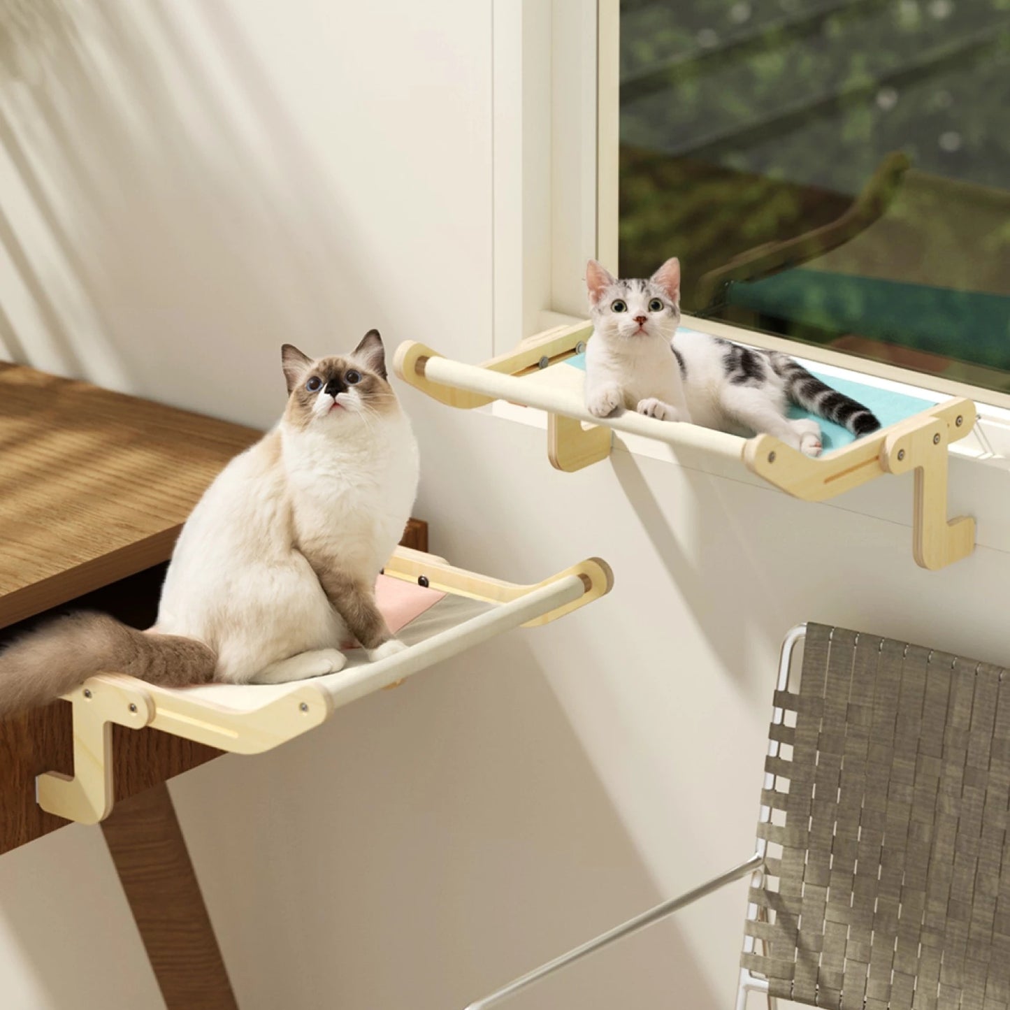 🐱 Luxury Wooden Cat Hammock – Cozy Elevated Bed for Ultimate Comfort