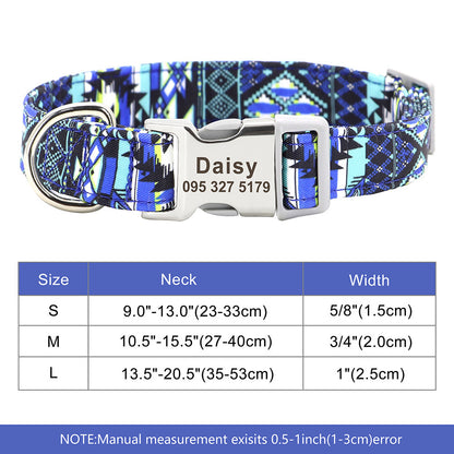 Personalized Nylon Pet Collar – Custom Name & Phone Number for Dogs & Cats