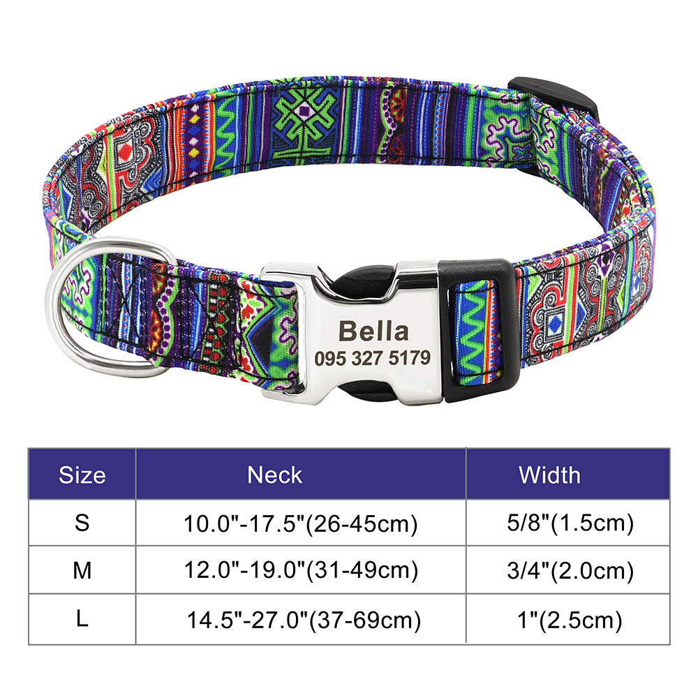 Personalized Nylon Pet Collar – Custom Name & Phone Number for Dogs & Cats