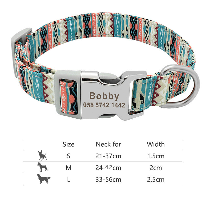 Personalized Nylon Pet Collar – Custom Name & Phone Number for Dogs & Cats