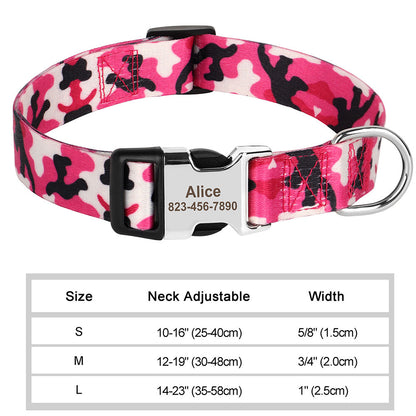 Personalized Nylon Pet Collar – Custom Name & Phone Number for Dogs & Cats