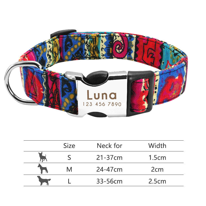 Personalized Nylon Pet Collar – Custom Name & Phone Number for Dogs & Cats