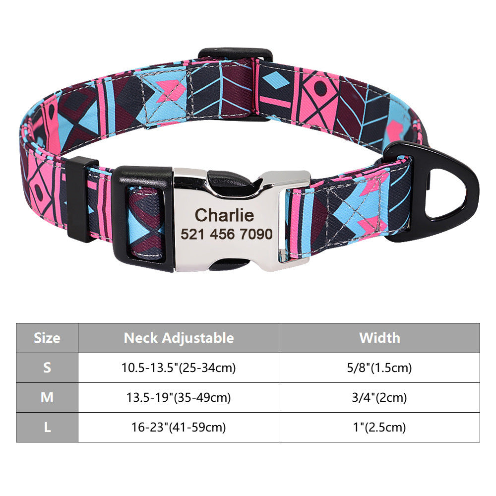 Personalized Nylon Pet Collar – Custom Name & Phone Number for Dogs & Cats