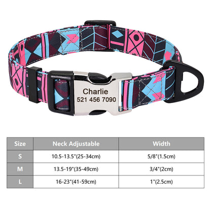 Personalized Nylon Pet Collar – Custom Name & Phone Number for Dogs & Cats