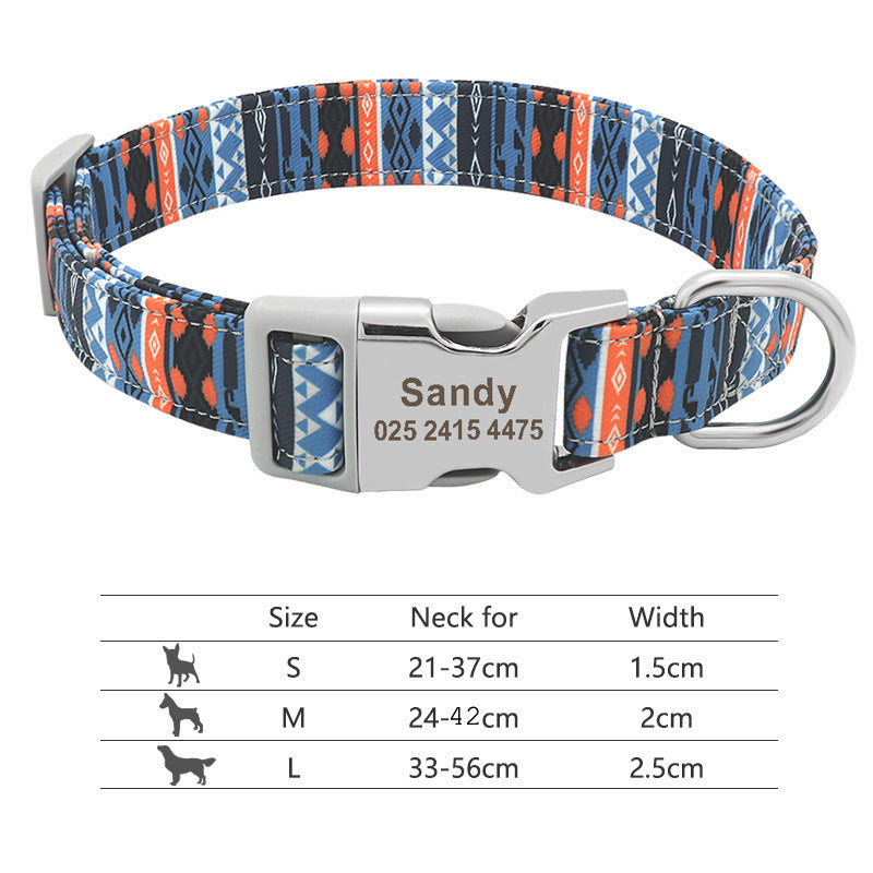 Personalized Nylon Pet Collar – Custom Name & Phone Number for Dogs & Cats