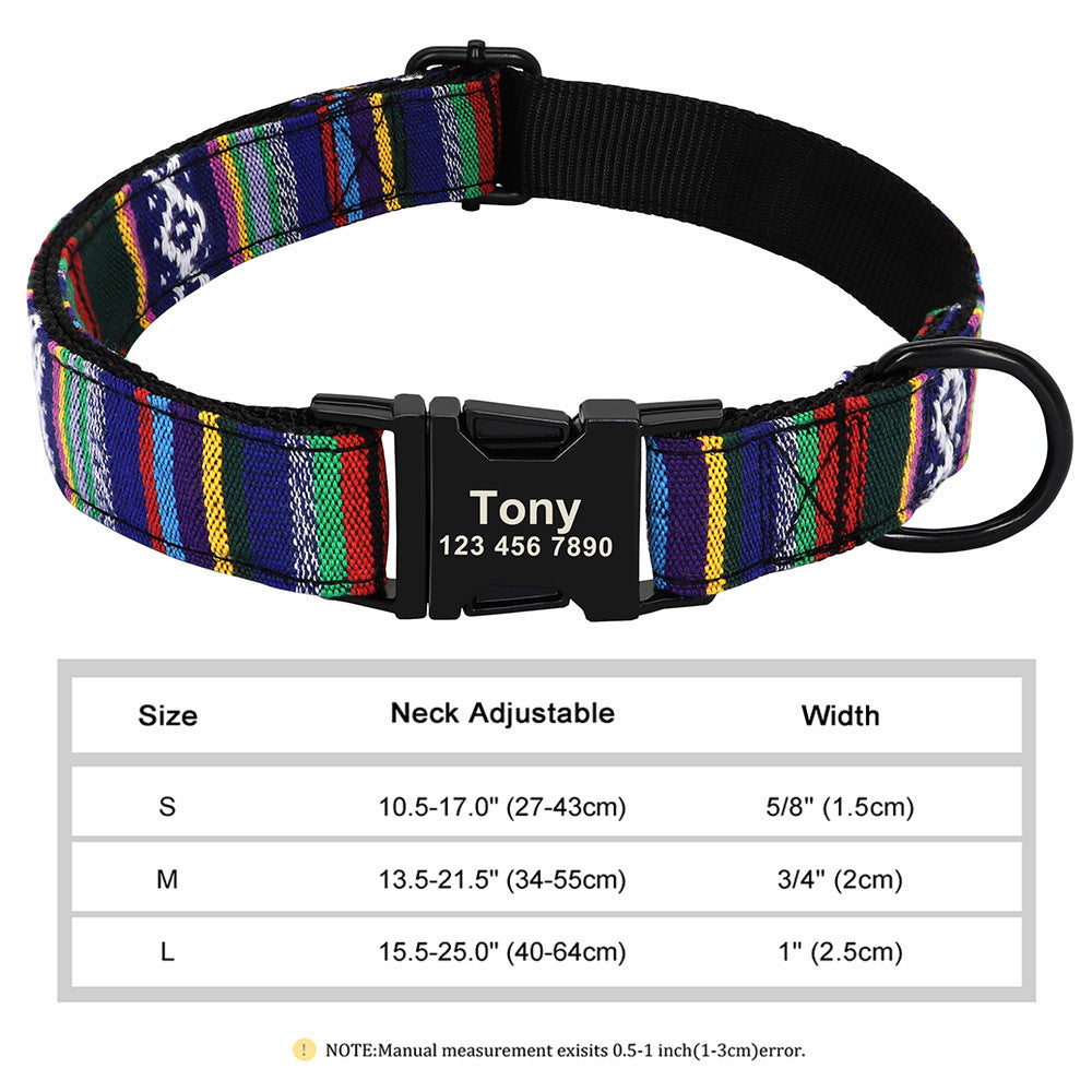 Personalized Nylon Pet Collar – Custom Name & Phone Number for Dogs & Cats