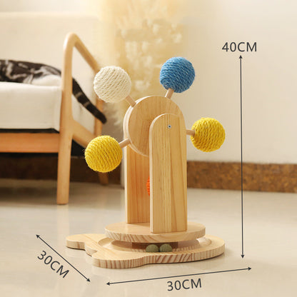 Eco-Friendly Rotary Cat Scratcher – Sustainable Sisal & Wood Play Toy