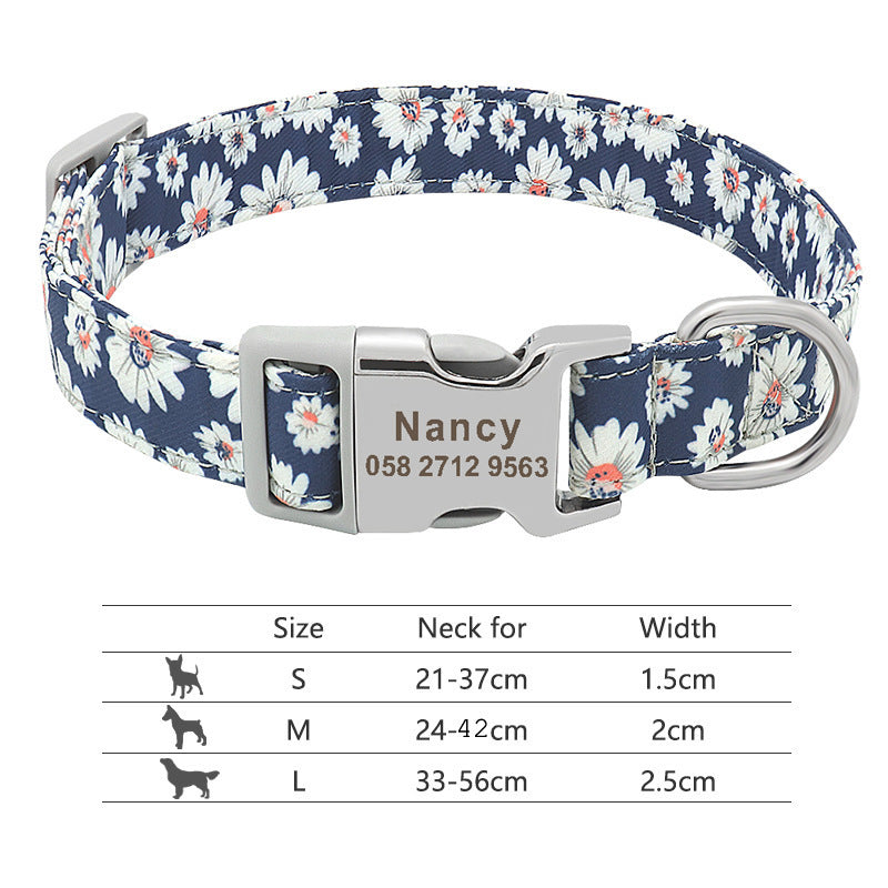 Personalized Nylon Pet Collar – Custom Name & Phone Number for Dogs & Cats