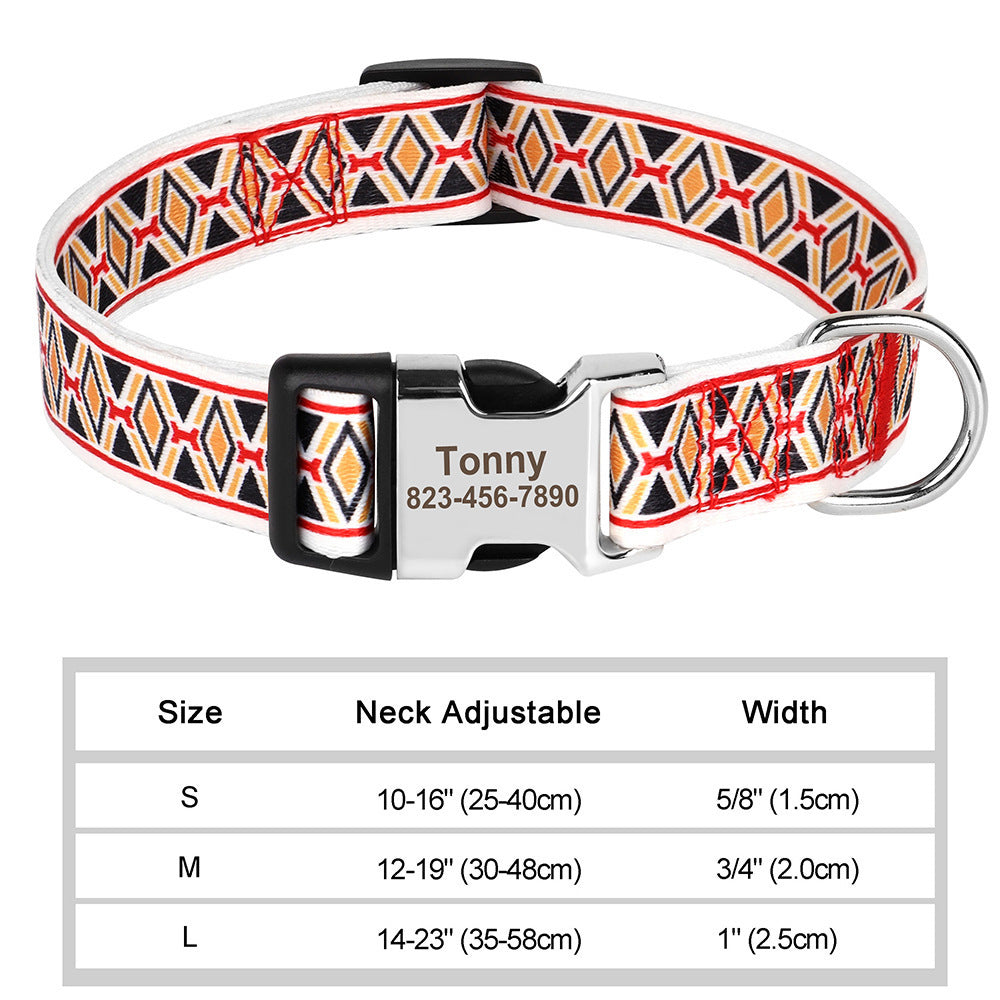 Personalized Nylon Pet Collar – Custom Name & Phone Number for Dogs & Cats