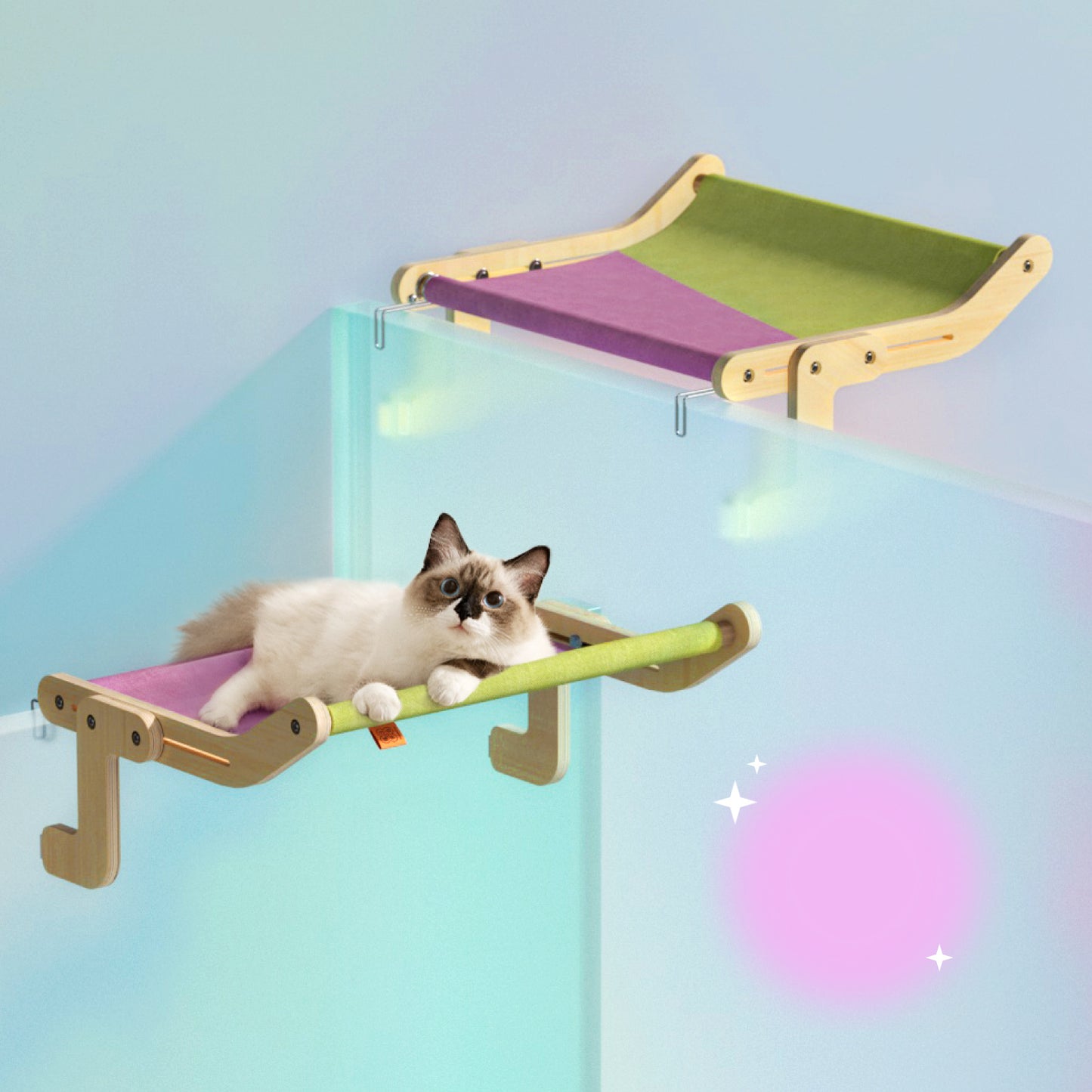 🐱 Luxury Wooden Cat Hammock – Cozy Elevated Bed for Ultimate Comfort