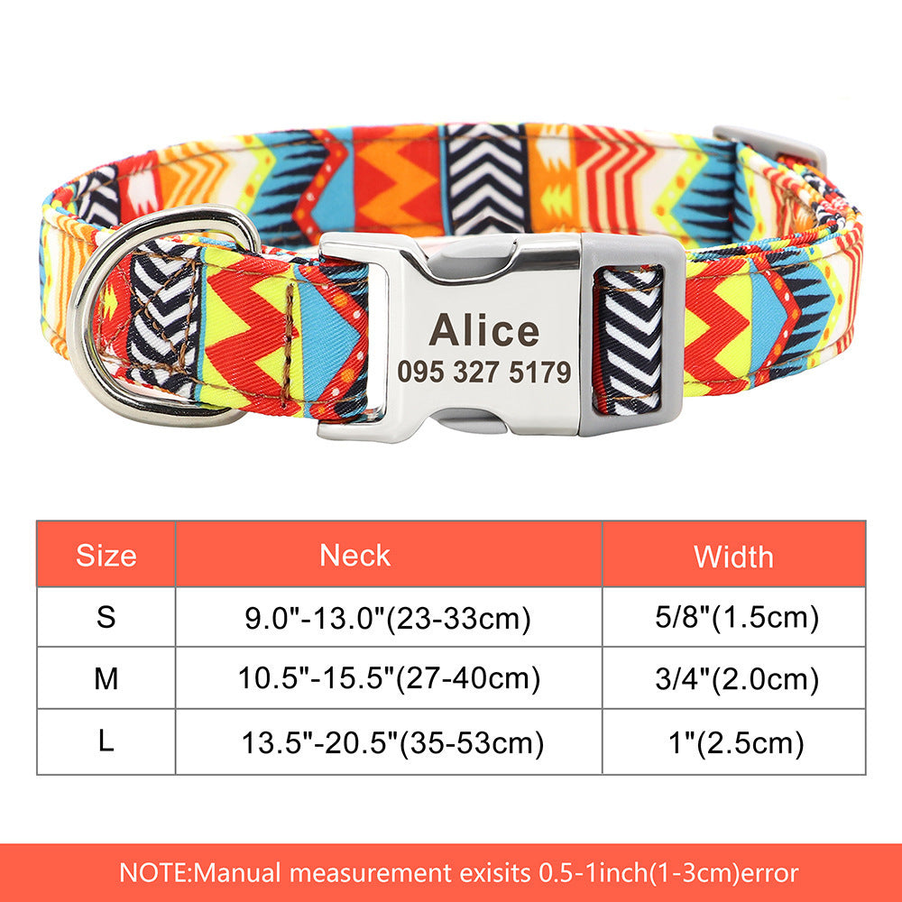 Personalized Nylon Pet Collar – Custom Name & Phone Number for Dogs & Cats