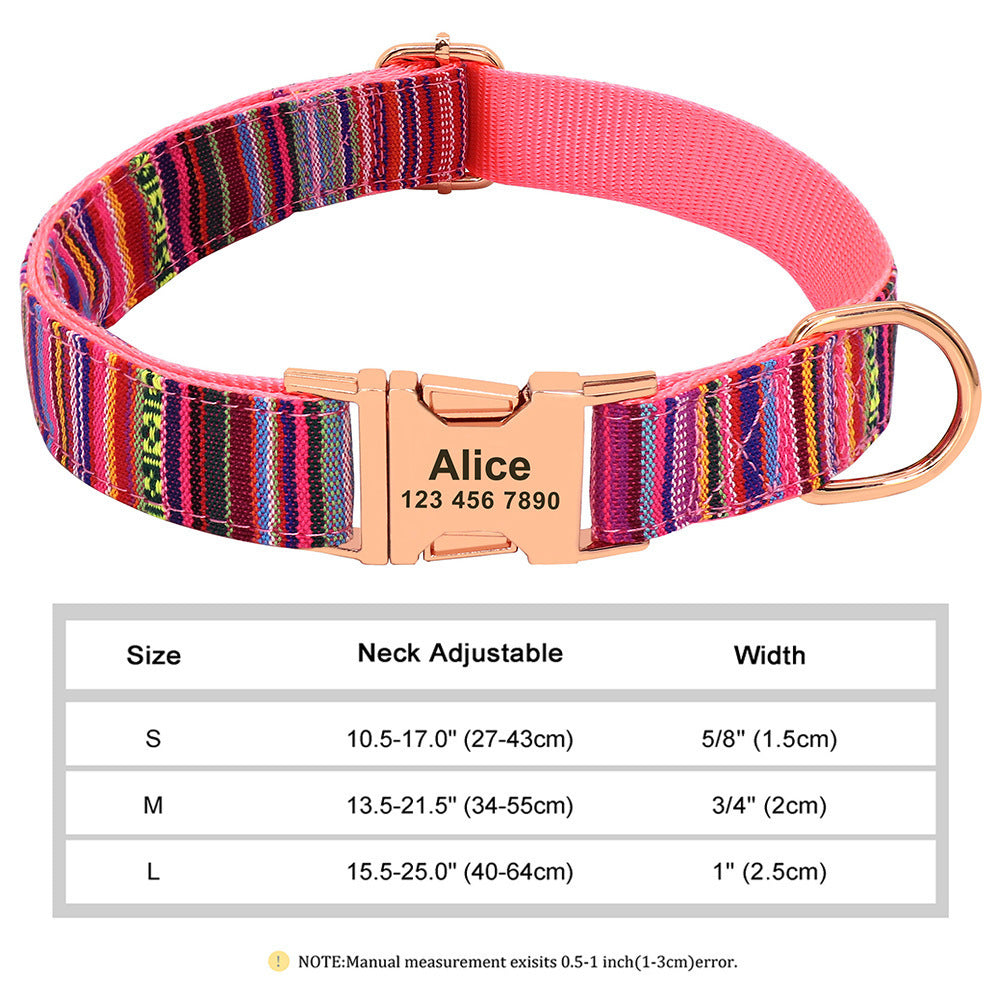 Personalized Nylon Pet Collar – Custom Name & Phone Number for Dogs & Cats