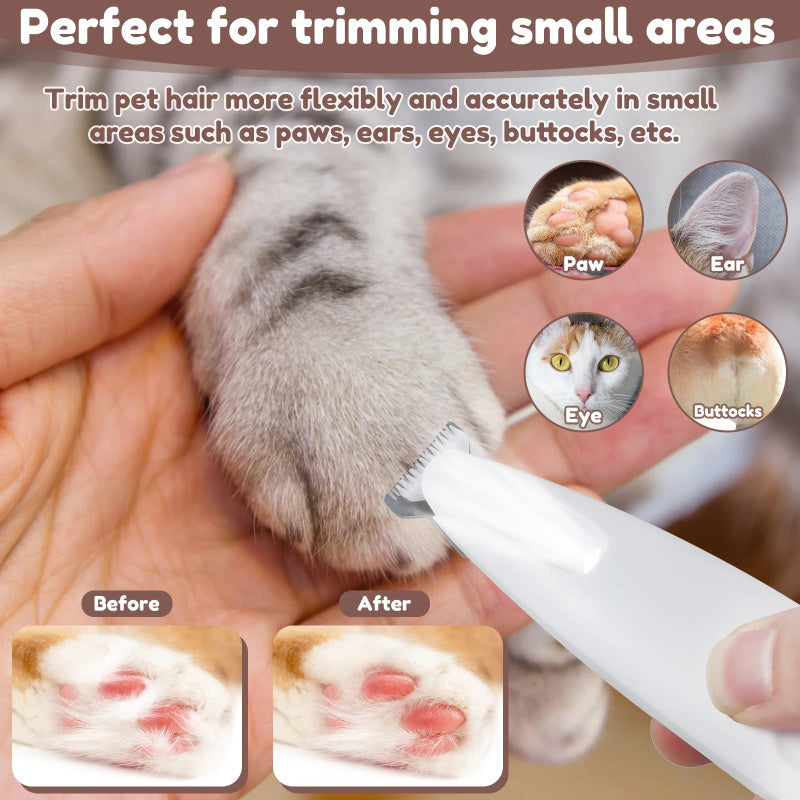 Rechargeable Dog Paw Trimmer with LED Light – Cordless Pet Nail Grinder & Shaver for Cats & Dogs