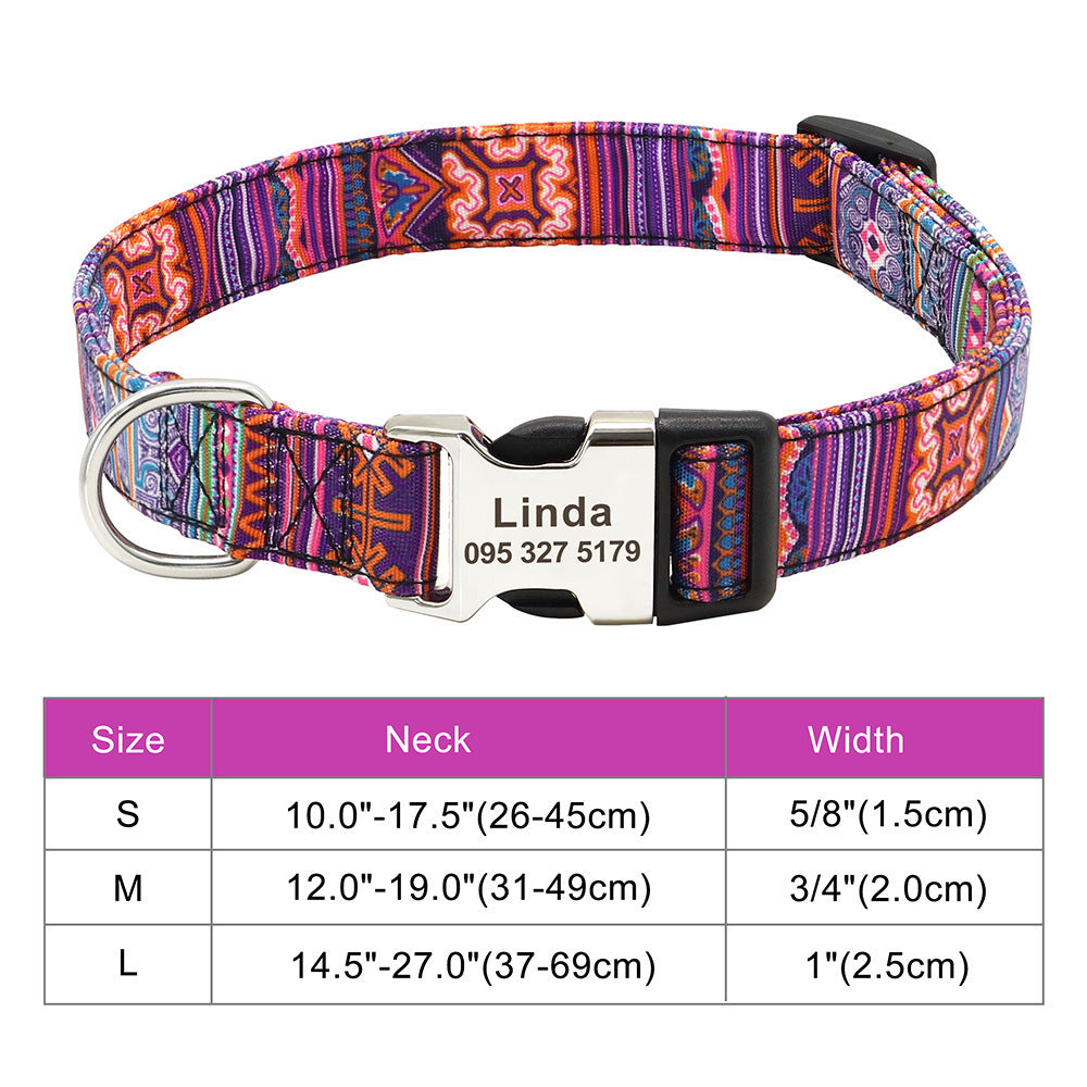 Personalized Nylon Pet Collar – Custom Name & Phone Number for Dogs & Cats