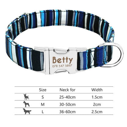 Personalized Nylon Pet Collar – Custom Name & Phone Number for Dogs & Cats