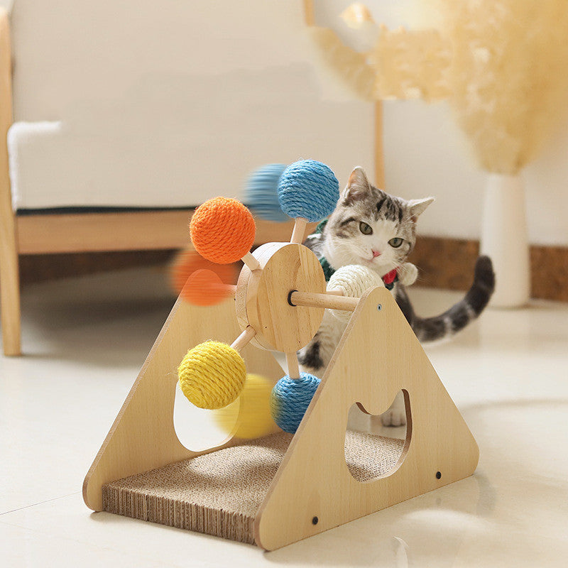 Eco-Friendly Rotary Cat Scratcher – Sustainable Sisal & Wood Play Toy