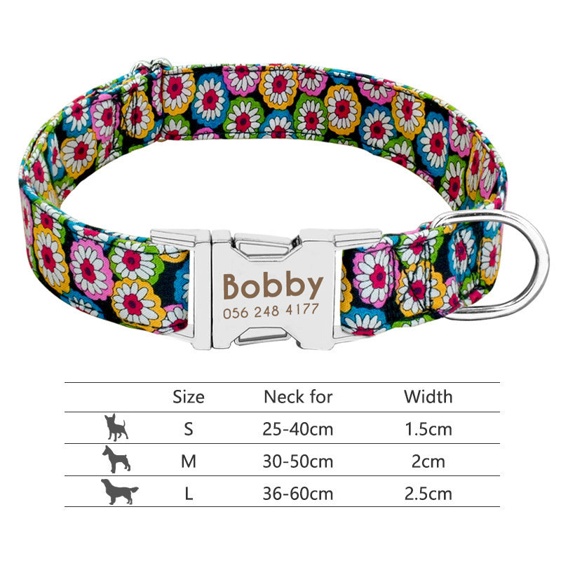 Personalized Nylon Pet Collar – Custom Name & Phone Number for Dogs & Cats